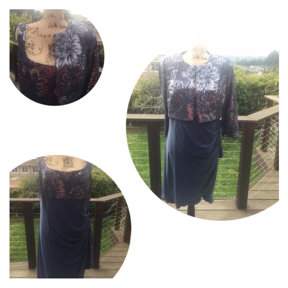 Blue/Gray sequins dress w\balero jacket